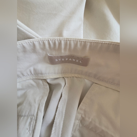 Stefanel Off-White Cream Chinos Culottes Ankle Cotton Pants Wide Legs Size 6 M S - Picture 5 of 9